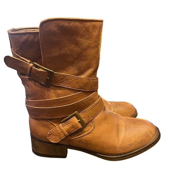 Brown Leather Combat & Moto Boots - Picture 3 of 8